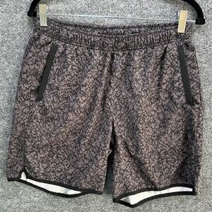 RVCA Mens Yogger Stretch Training Shorts Grey Black Abstract Camo Print Gym M